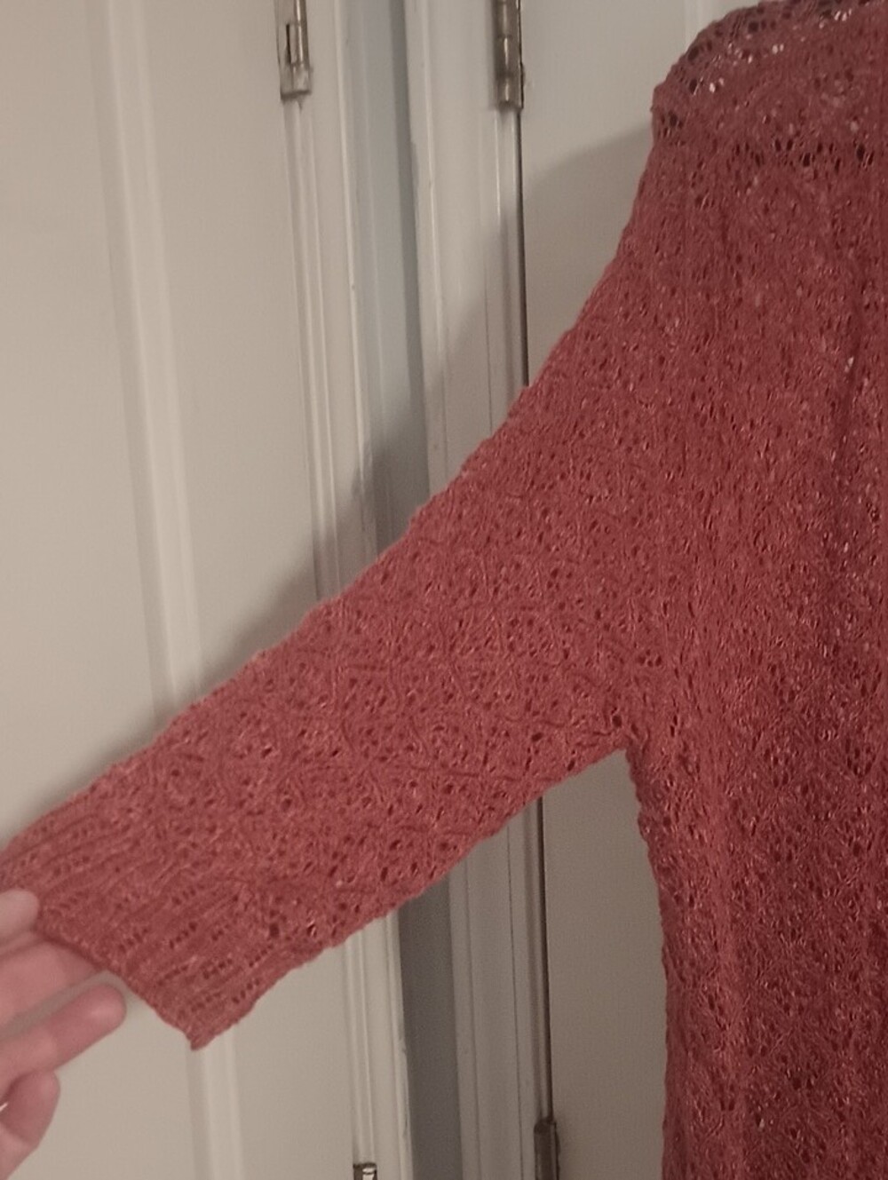 Maurices Open-Front Crochet Cardigan - Rust - Picture 3 of 5